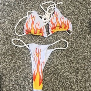 Flame Print Bikini Set